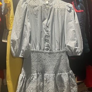 VENUS Light Blue Dress with Eyelet Details